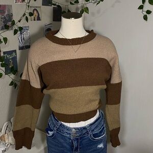 ROMWE Brown and Tan Striped Sweater